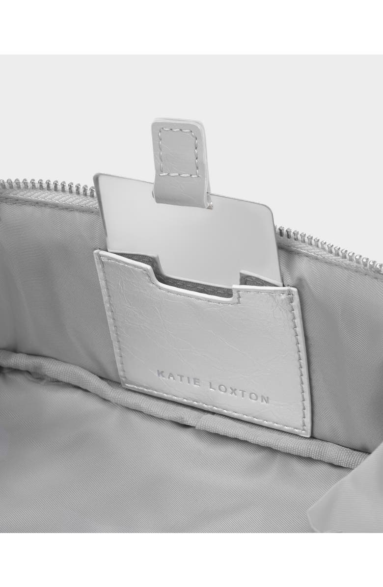Katie Loxton Patent Crackle Fold-Out Mirror Makeup Bag in Silver, Alternate, color, Silver