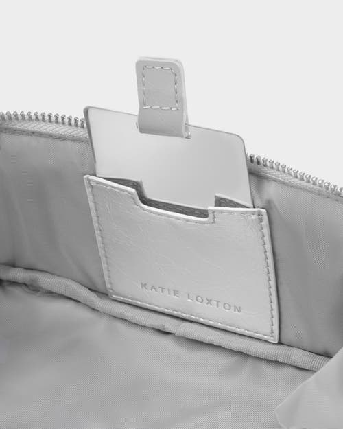 Katie Loxton Patent Crackle Fold-out Mirror Makeup Bag In Silver