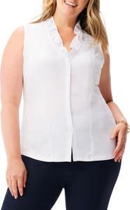 NIC+ZOE Ruffle Around Mixed Media Sleeveless Top