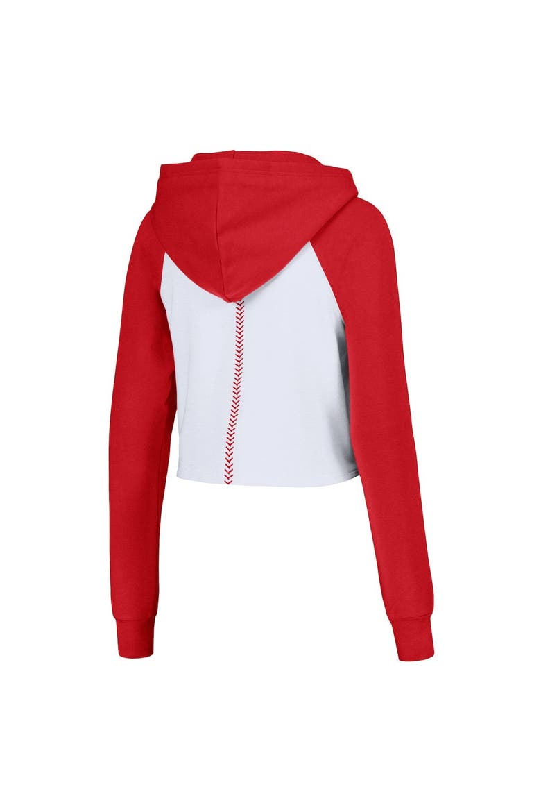 Women's Lusso White St. Louis Cardinals Jane Raglan Quarter-Zip Tri-Blend Cropped Pullover Hoodie, Alternate, color, White