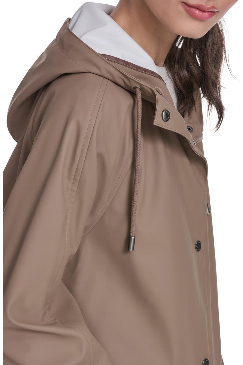 Water Resistant Hooded Long Rain Jacket, Alternate, color, PINE BARK