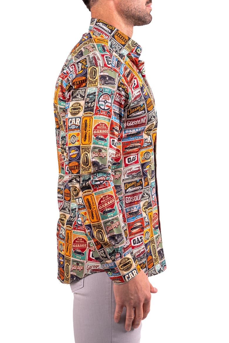 Fibonacci Resistance Contemporary Fit Button-Up Shirt, Alternate, color, RED/ YELLOW MULTI