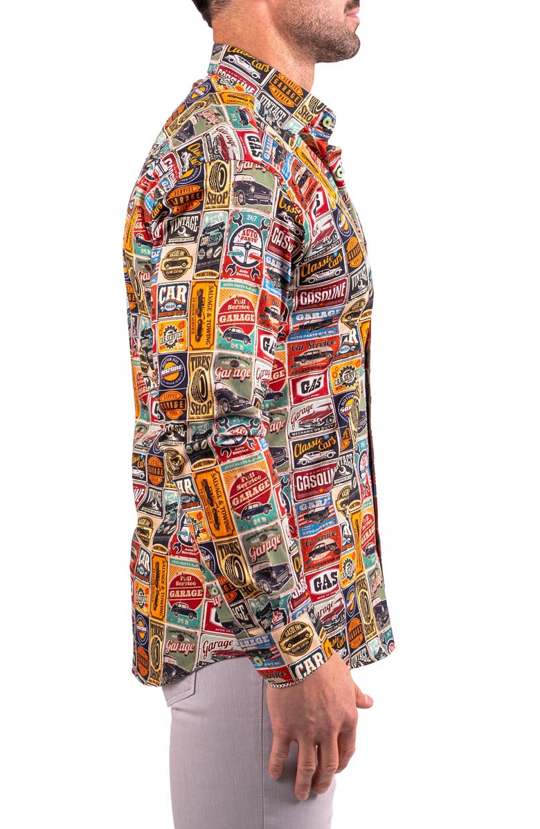 Maceoo Fibonacci Resistance Contemporary Fit Button-Up Shirt, Alternate, color, Red/ Yellow Multi