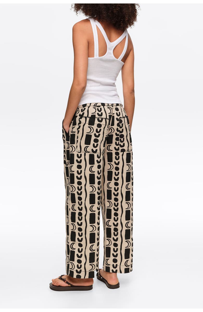 Bimba y Lola Moon Stripes Straight-Leg Trousers With Elasticated Waist, Alternate, color, Moon Stripes White
