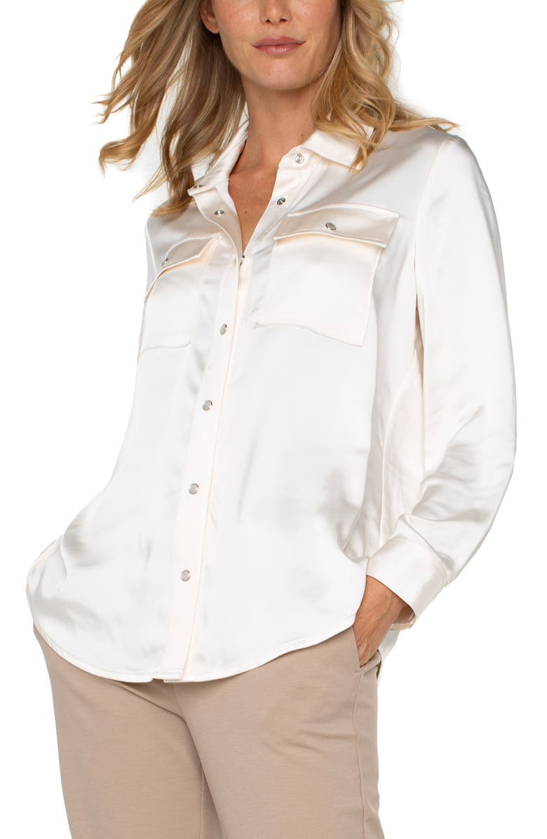 Liverpool Los Angeles Longline Satin Shacket, Alternate, color, 