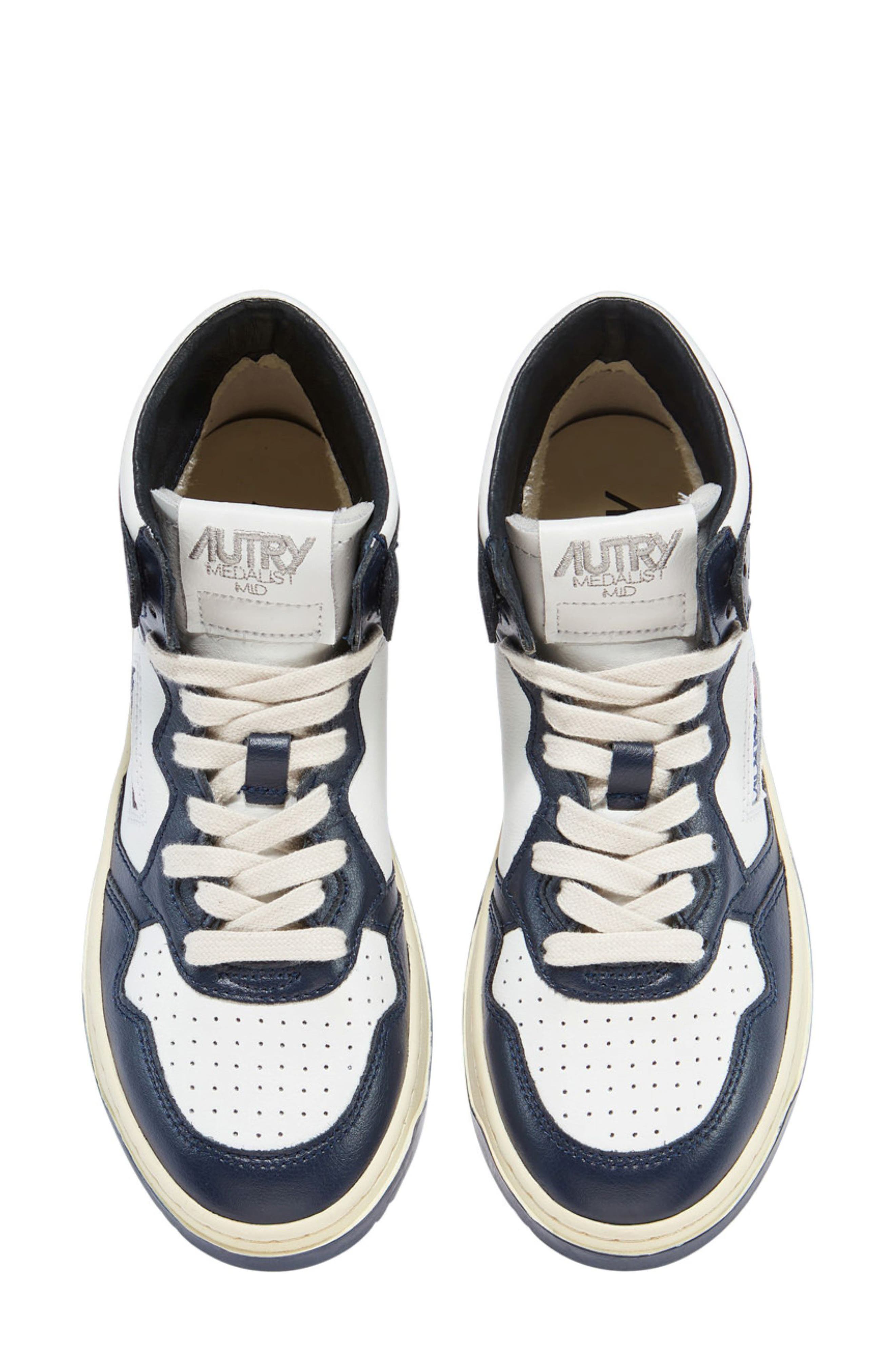 Medalist Mid High Top Sneaker, Alternate, color, BLUE/ WHITE LEATHER