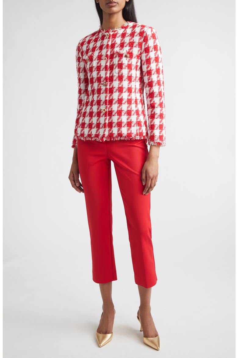Lora Textured Gingham Tweed Jacket, Alternate, color, SCARLET/ BRIGHT WHITE