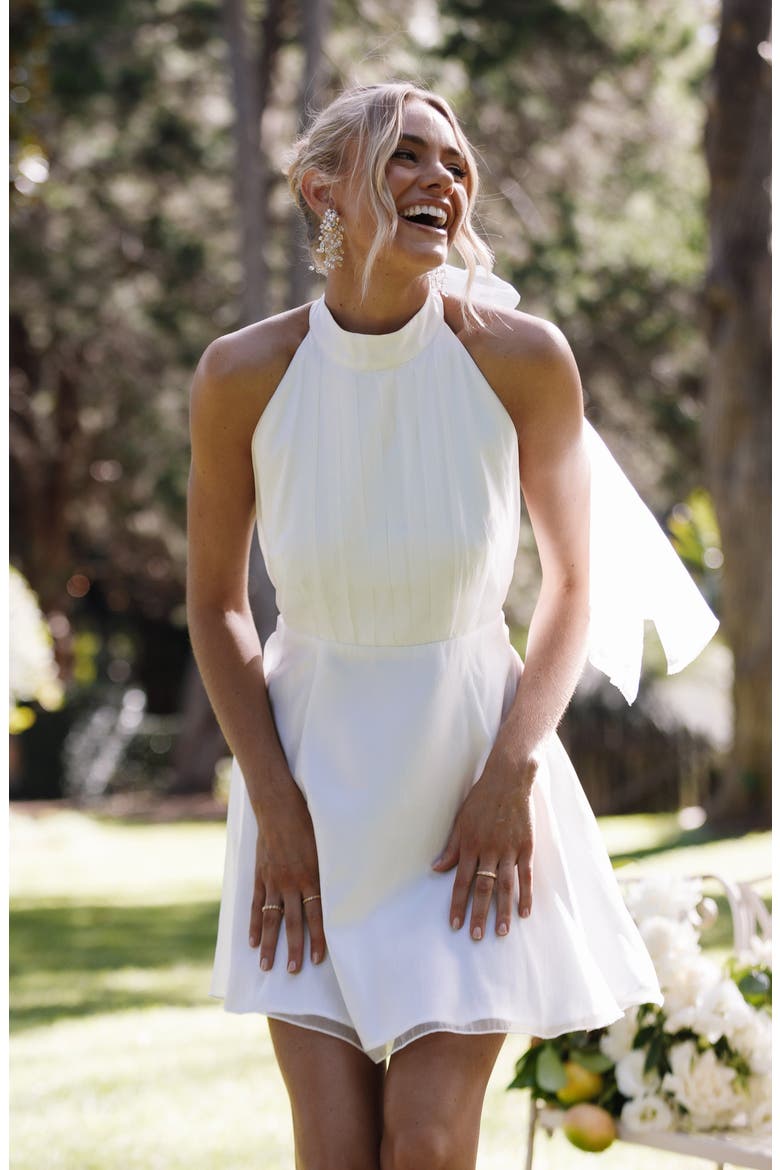 Anya Tulle Halter Minidress, Alternate, color, WHITE