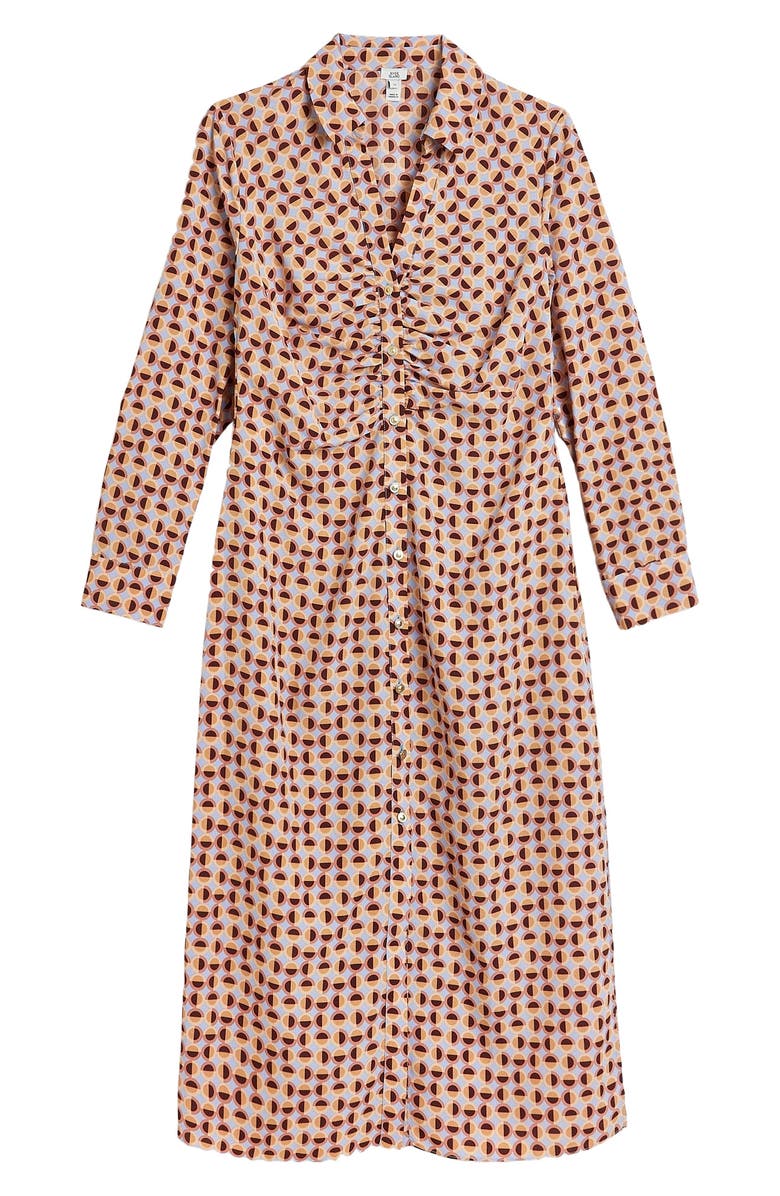 River Island Geometric Print Long Sleeve Midi Shirtdress, Alternate, color, 