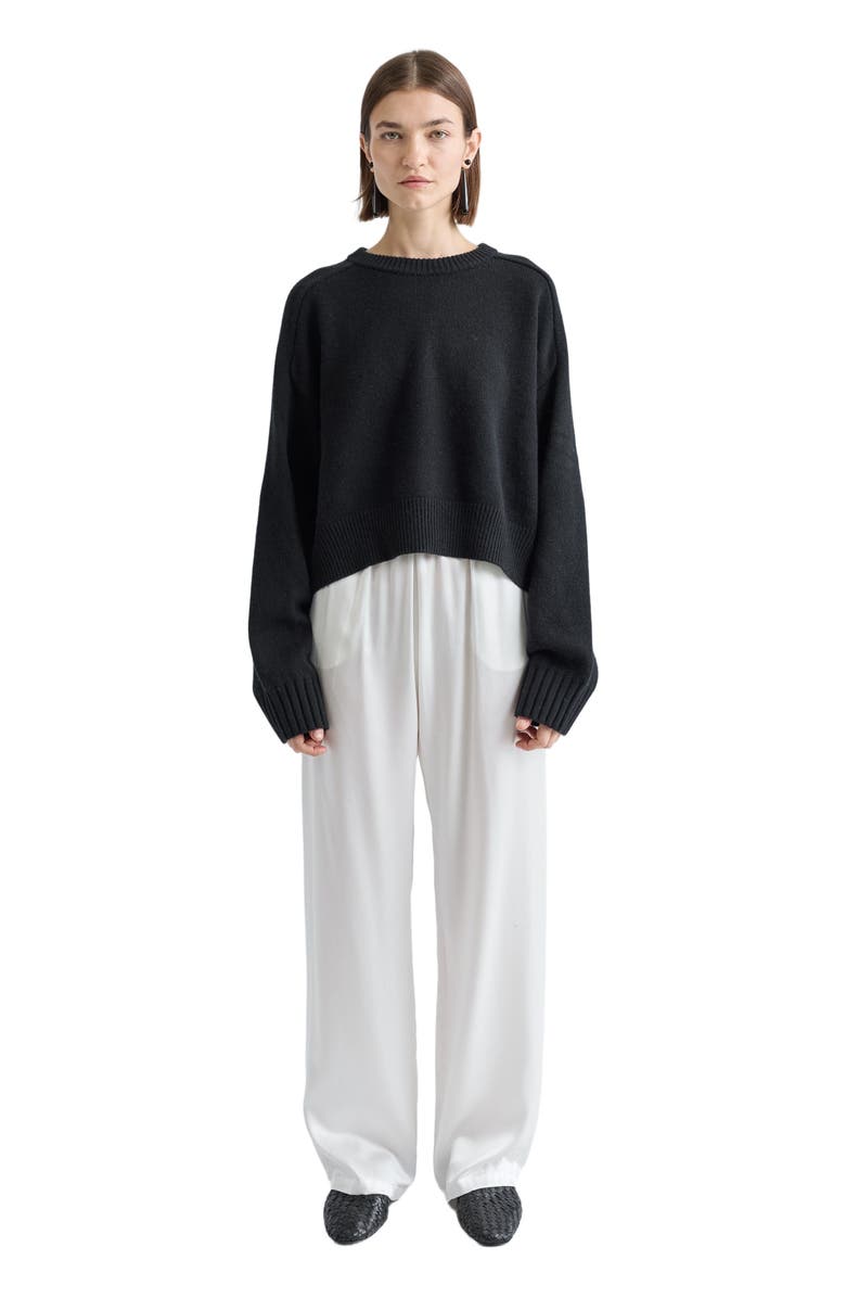 Almina Concept Cropped Wool Sweater, Main, color, Black