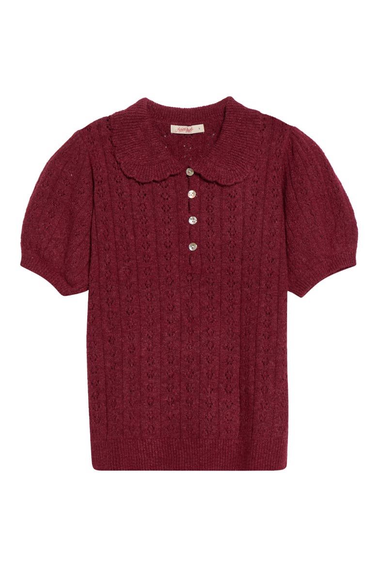 Sophie Pointelle Polo Sweater, Main, color, CABERNET