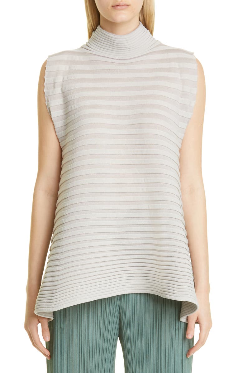 Pleats Please Issey Miyake Bounce Stripe Jersey Top, Main, color,