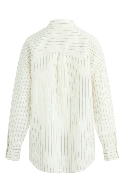 Favorite Daughter Ex Boyfriend Oversize Button-up Shirt In Emerald Stripe