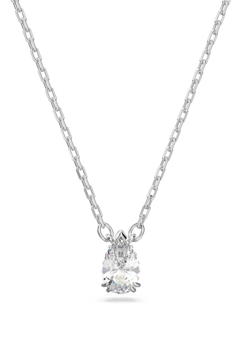 Stilla Pear Crystal Pendant Necklace, Main, color, WHITE
