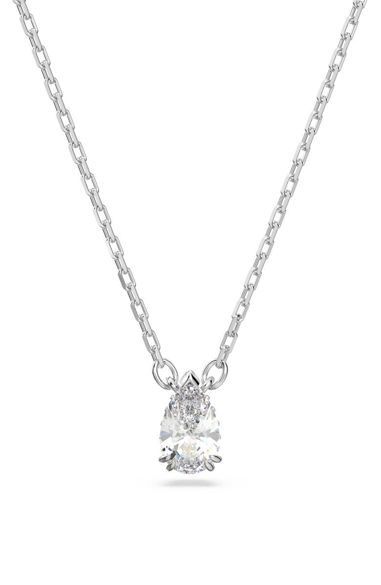 Swarovski Stilla Pear Crystal Pendant Necklace, Main, color, White