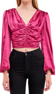 Endless Rose Ruched Satin Crop Top