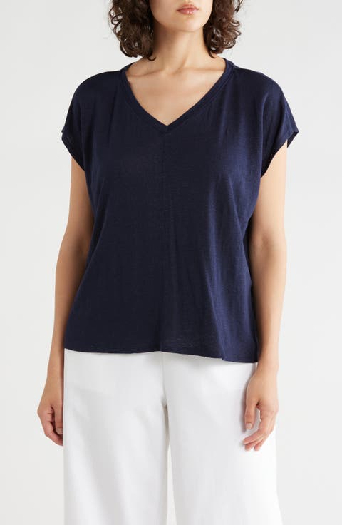 V-Neck Organic Linen T-Shirt