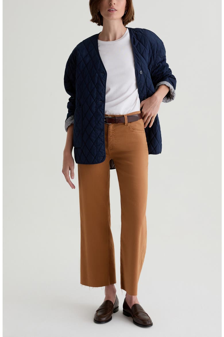 Saige Raw Hem Ankle Wide Leg Jeans, Alternate, color, GINGER