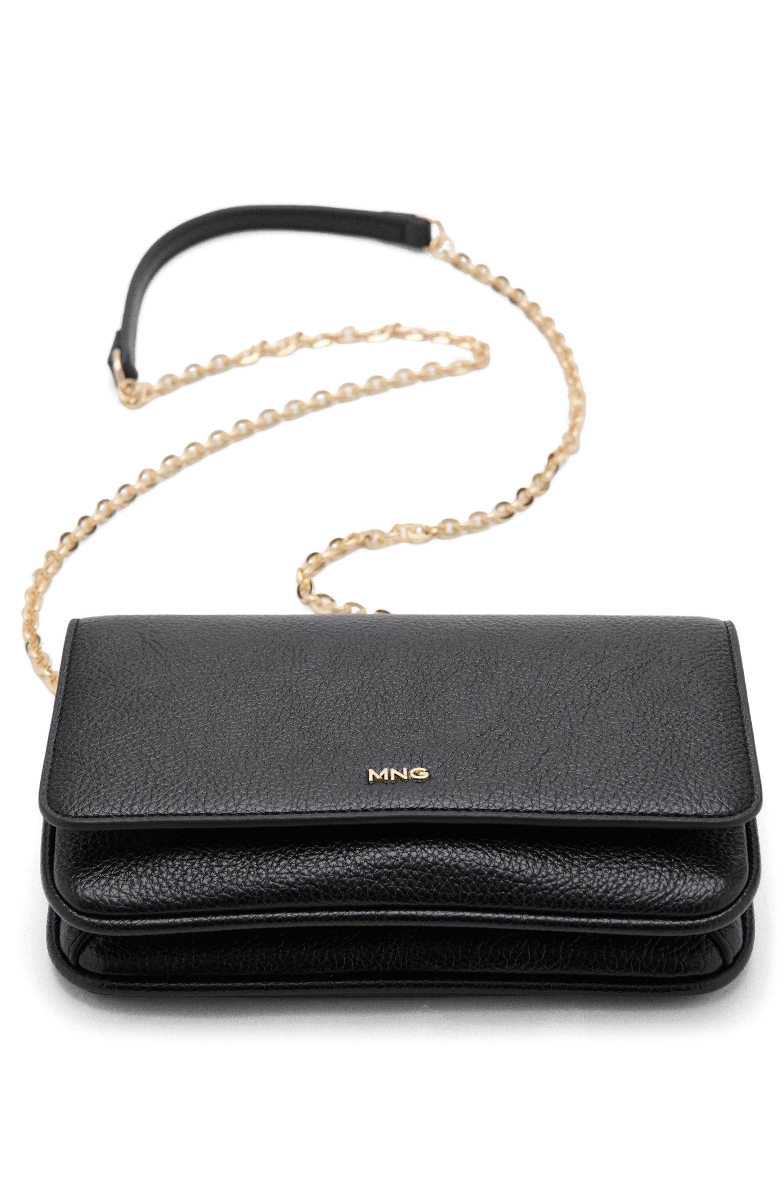 MANGO Small Faux Leather Crossbody Bag, Alternate, color, Black