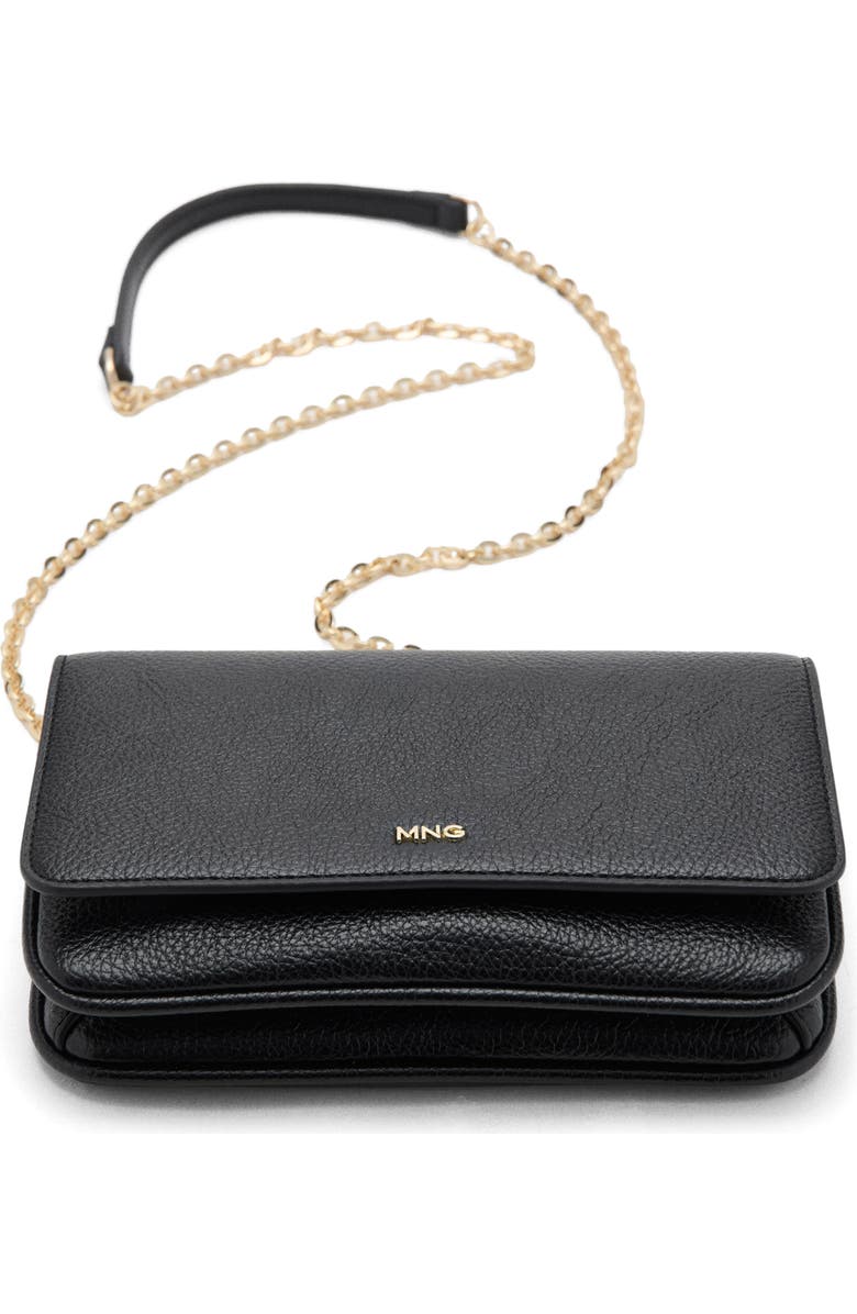 MANGO Small Faux Leather Crossbody Bag, Alternate, color, Black