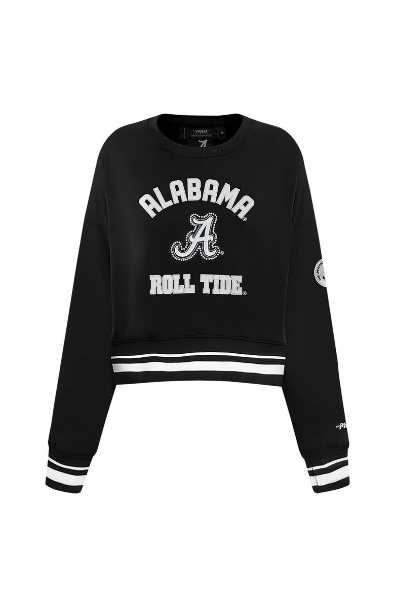 PRO STANDARD Women's Pro Standard Black Alabama Crimson Tide Pearl Cropped Pullover Sweatshirt, Alternate, color, Black