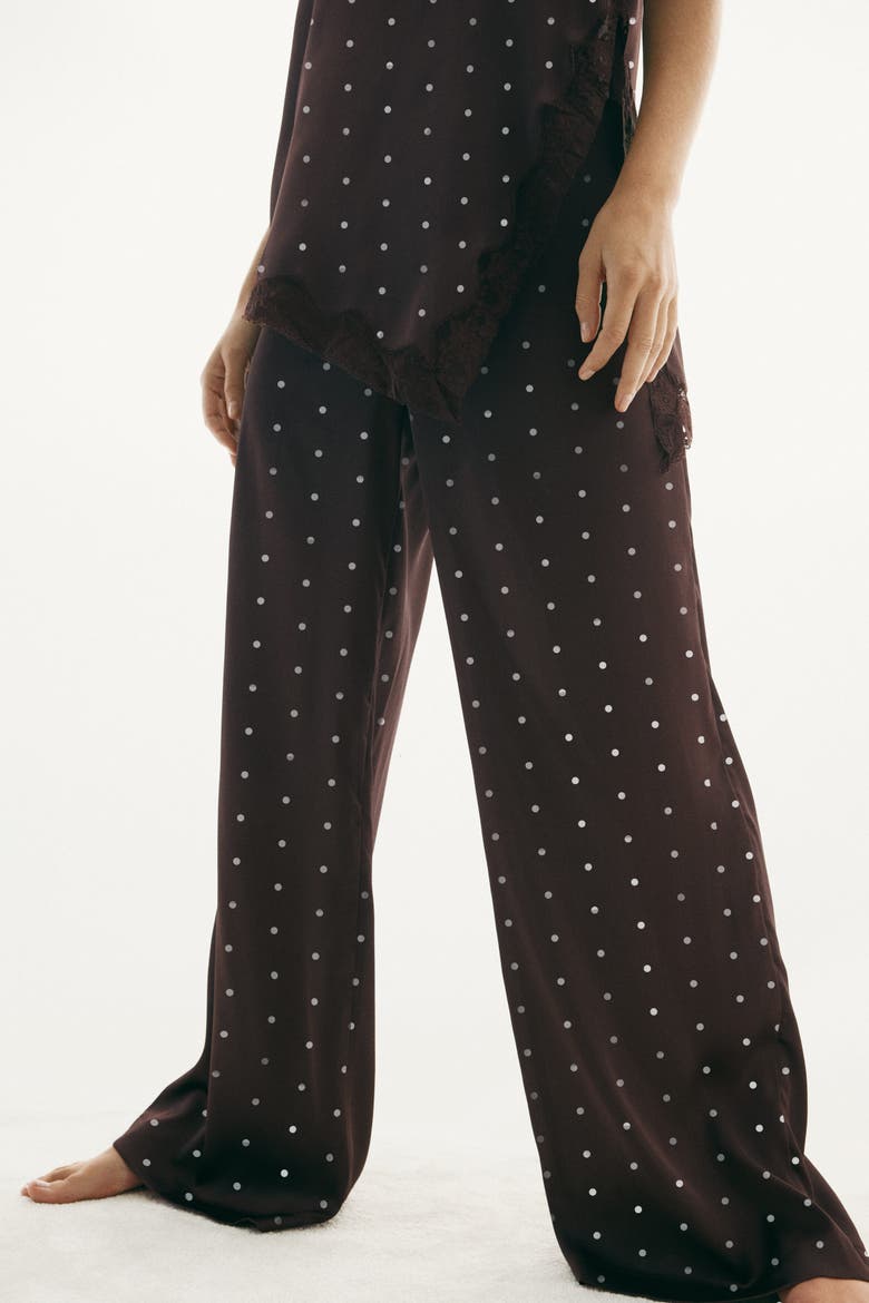 Satin Pyjamas, Alternate, color, Dark brown/polka dot