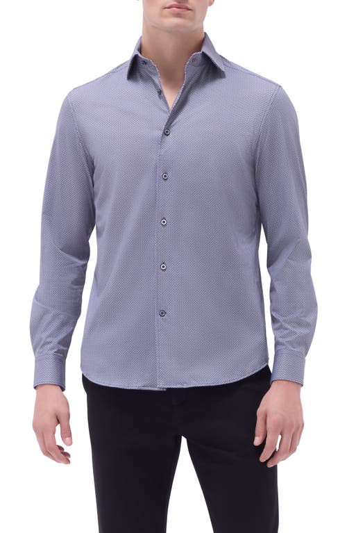 Bugatchi Devon Ooohcotton® Geo Print Button-up Shirt In Black/blue