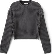 MANGO TEEN Fringe Trim Sweater