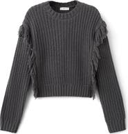 MANGO TEEN Fringe Trim Sweater
