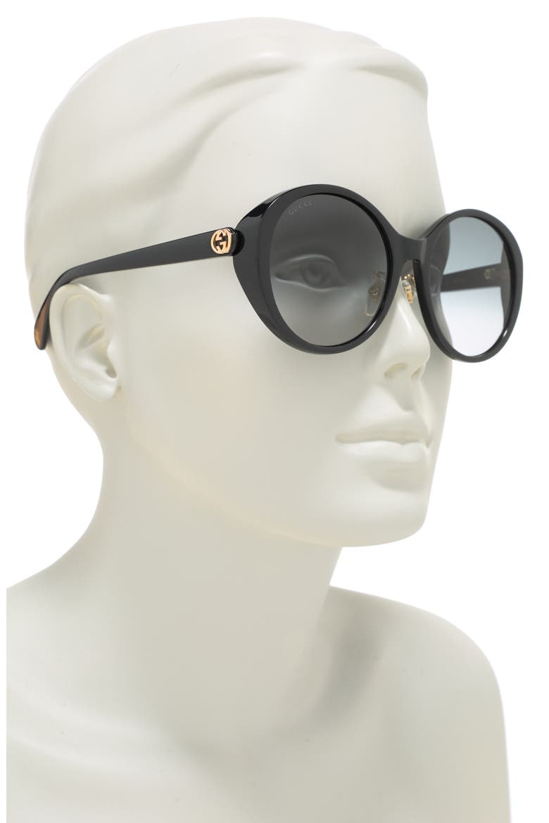 56mm Round Sunglasses, Alternate, color, BLACK