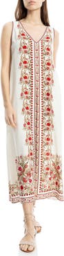 MAX STUDIO Border Print Sleeveless Maxi Dress