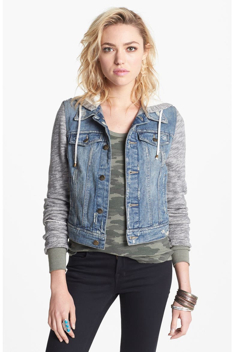 Denim & Knit Jacket, Main, color, INDIE WASH