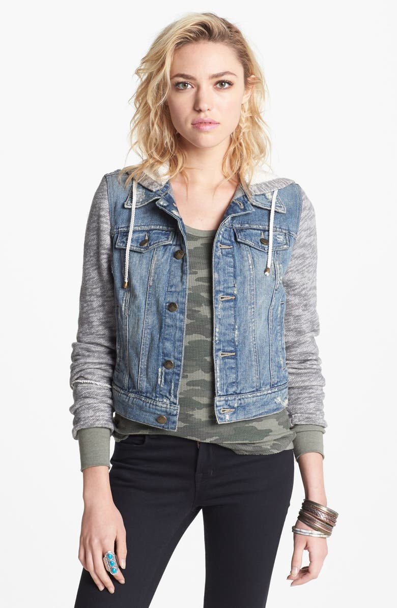 Free People Denim & Knit Jacket, Main, color, 