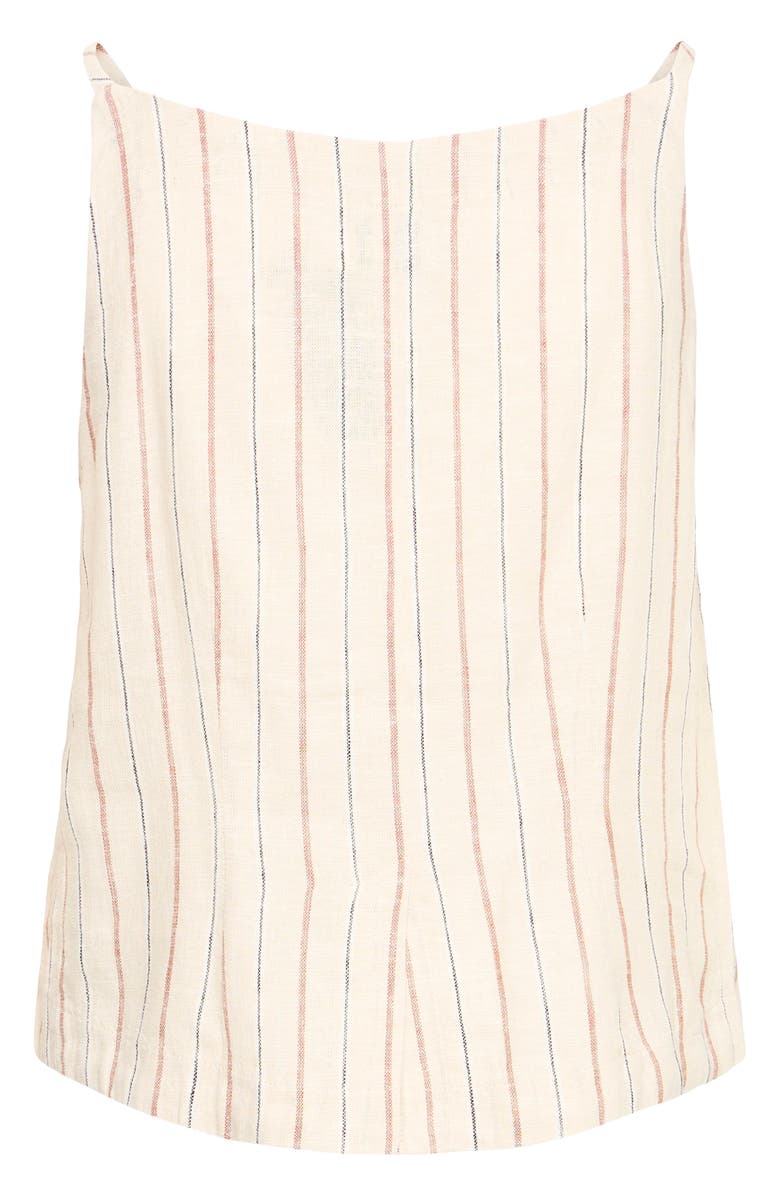 ICHI Sleeveless Linen Blend Top, Alternate, color, Brown Stripe