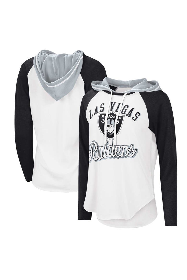 Women's G-III 4Her by Carl Banks White Las Vegas Raiders MVP Raglan Hoodie Long Sleeve T-Shirt, Main, color, White
