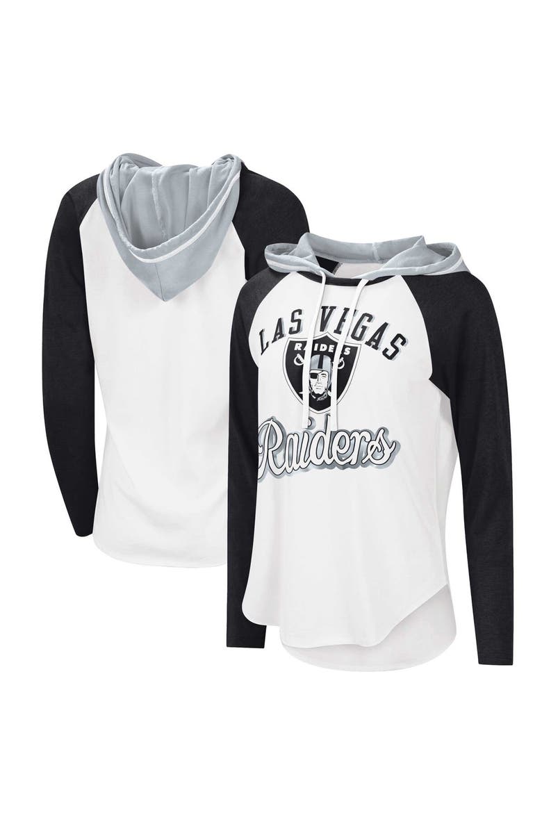G-III 4HER BY CARL BANKS Women's G-III 4Her by Carl Banks White Las Vegas Raiders MVP Raglan Hoodie Long Sleeve T-Shirt, Main, color, 