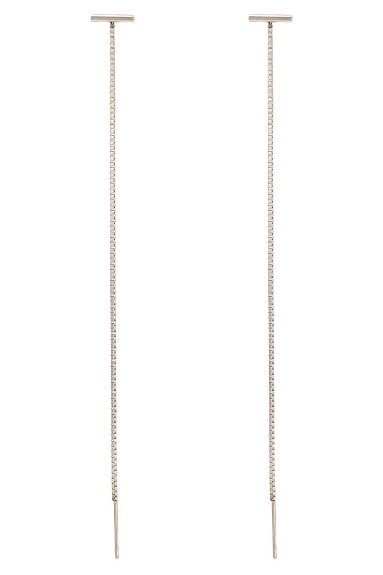 Bar Box Chain Threader Earrings, Main, color, SILVER