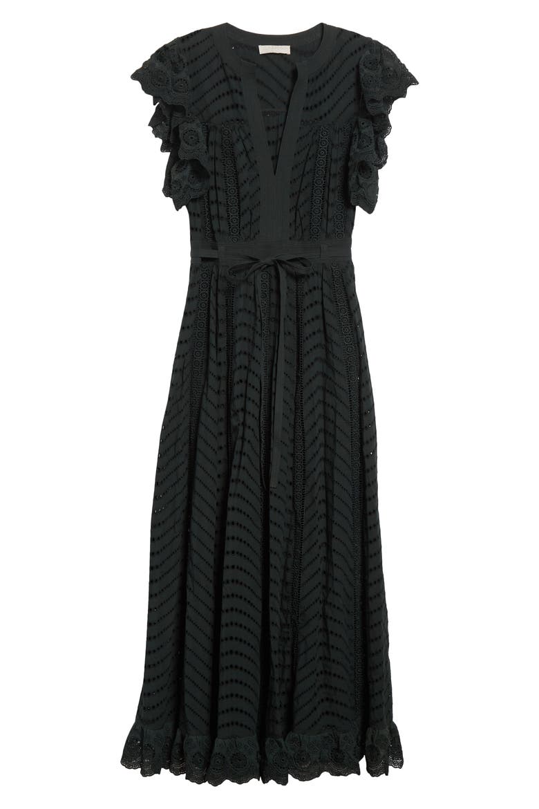 Olga Flutter Sleeve Midi Dress, Alternate, color, CYPRESS