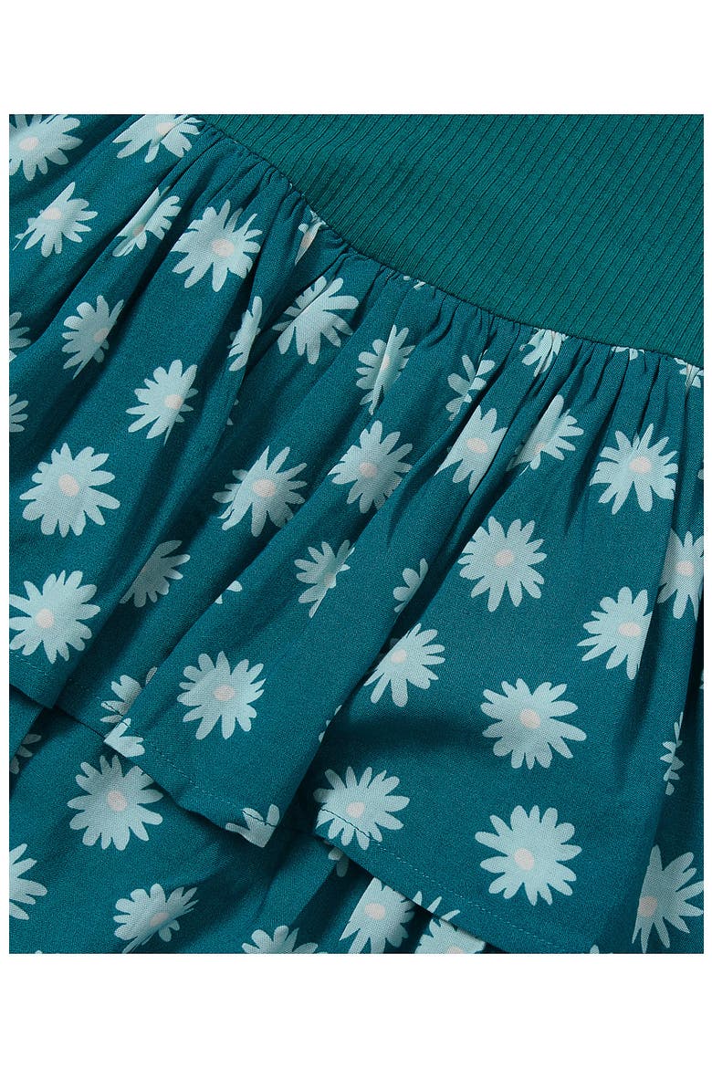 Girls Long Sleeve Ribbed Tiered Dress, Alternate, color, Floral/Baltic Teal