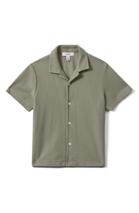 Kids' Gerrard Jr. Textured Short Sleeve Cotton Knit Button-Up Shirt (Little Kid & Big Kid)