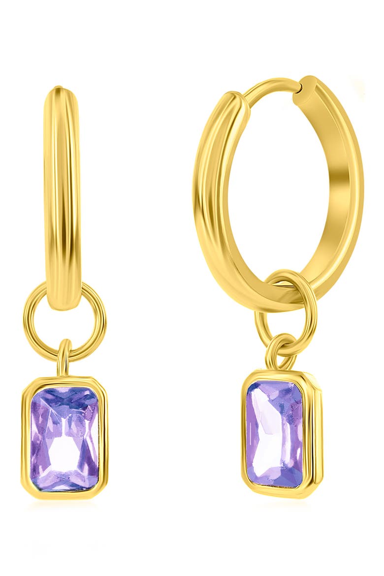 Cubic Zirconia Charm Hoop Earrings, Main, color, LAVENDER