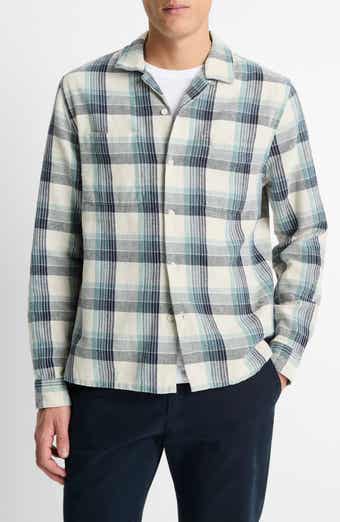 Vince Plaid Long Sleeve Hemp & Cotton Flannel Camp Shirt