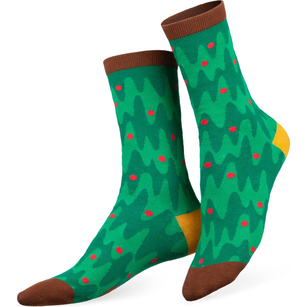 Doiy Xmas Tree Crew Socks In Green