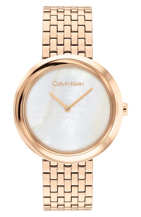 Twisted Bezel Mother-of-Pearl Bracelet Watch, 34mm