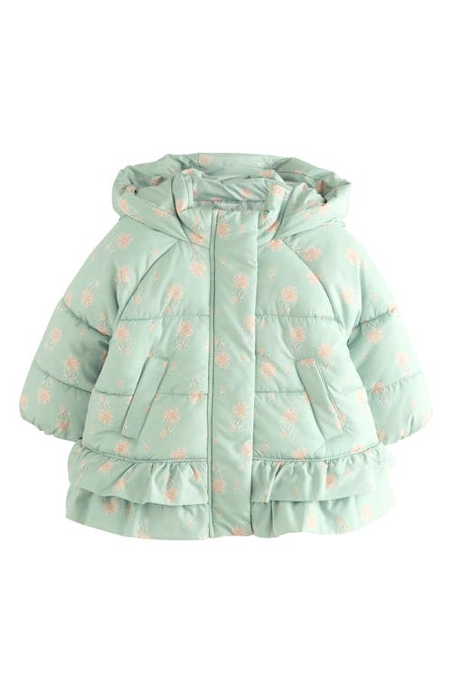 Next Kids' Floral Print Ruffle Hem Puffer Jacket In Multi