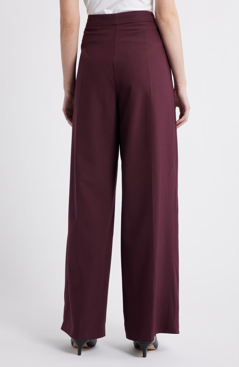 MANGO Laura Pleated Wide Leg Pants, Alternate, color, Maroon
