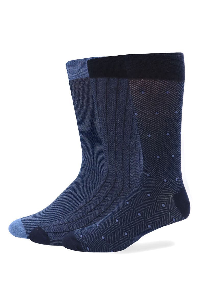Lorenzo Uomo 6-Pack Assorted Cotton Blend Dress Socks, Alternate, color, Navy