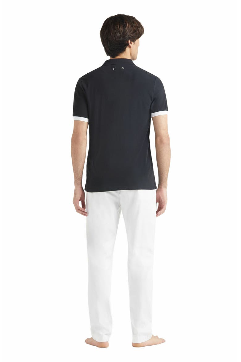 Men's Solid Cotton Polo, Alternate, color, NOIR