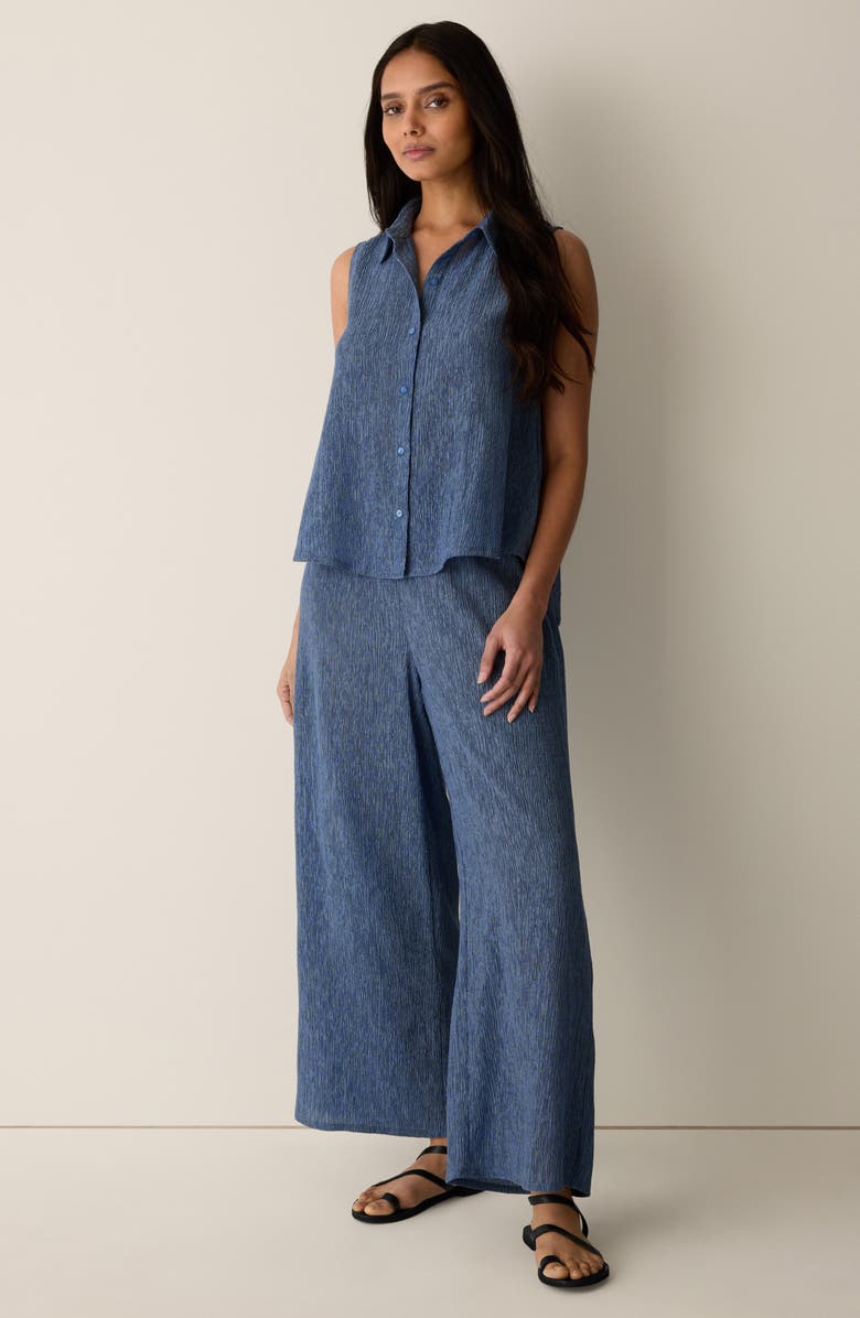 Eileen Fisher Classic Sleeveless Button-Up Shirt, Alternate, color, Cornflower