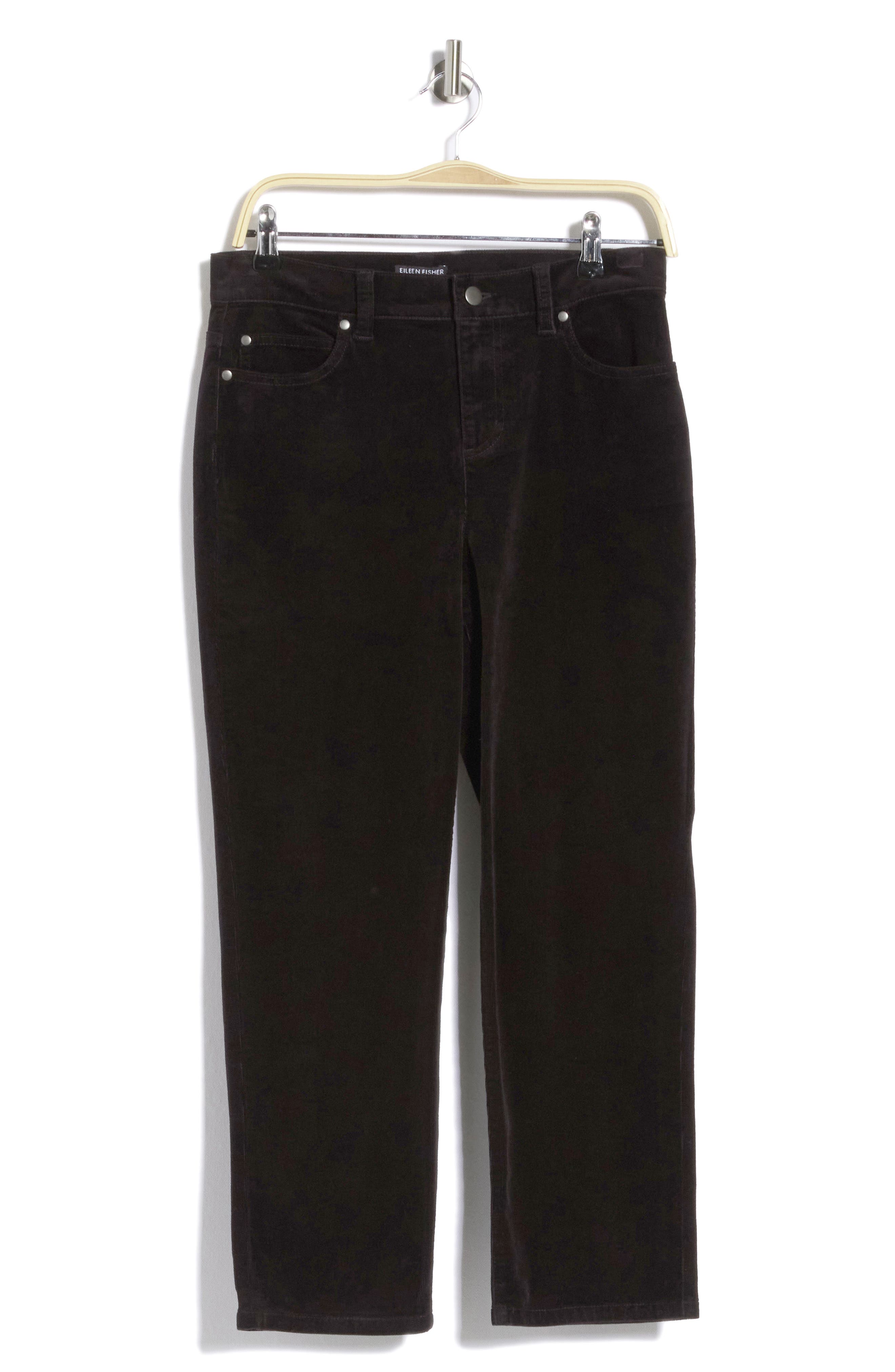 High Waist Stretch Ankle Straight Leg Corduroy Jeans